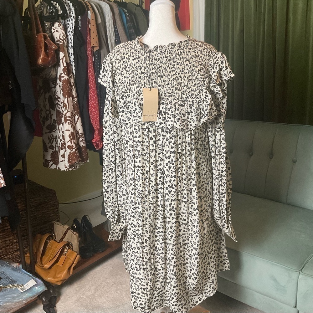 Scotch And Soda Smocked Frilled Mini Dress NWT - Picture 11 of 12